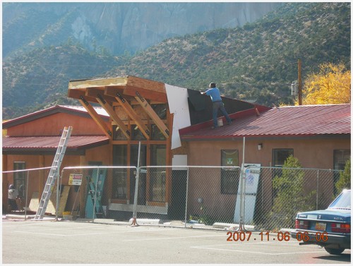 Long side view of library during Fourth remodel on November 05, 2007.