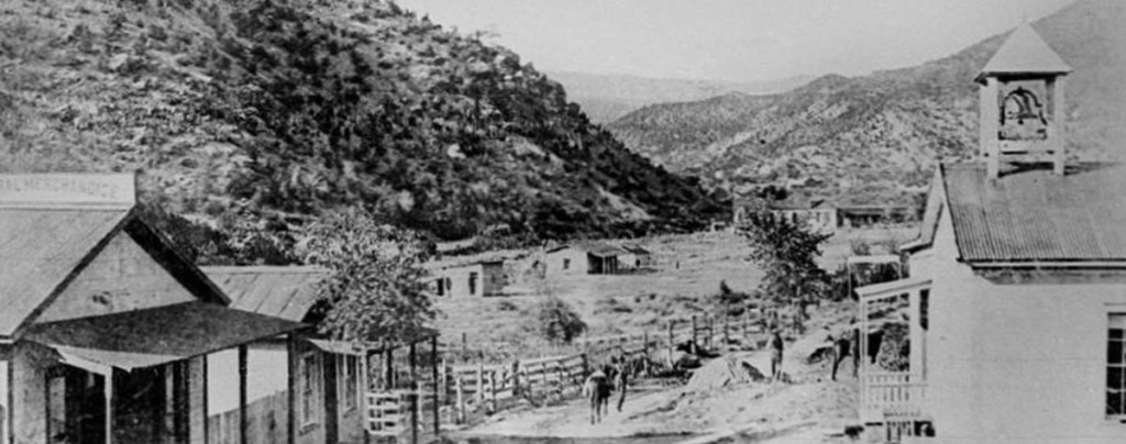 "Jemez Springs" circa 1890, view looking north toward original Bath House.