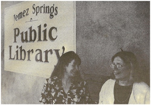 LIBRARIANS - Library assistants Lori Dill and Carol Meine.