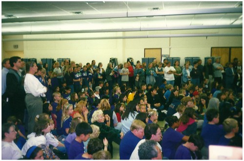Team member's parents and family members were part of the large crowd that observed the battles. 