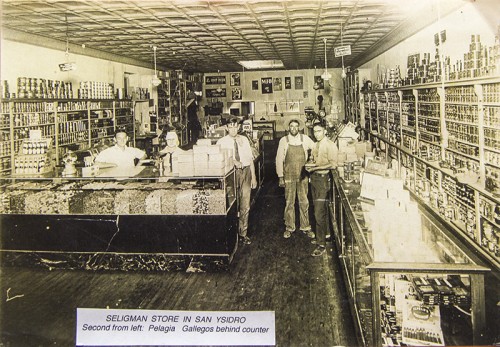 Seligman Store in San Ysidro. Second from left: Pelagia Gallegos behind counter. Used with permission from files of Sandoval County Historical Society. 