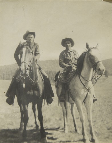 Valle Grande: Dick Fitzgerald, Ted Mather working on Franklin Bond Ranch, Used with permission from files of Sandoval County Historical Society. 