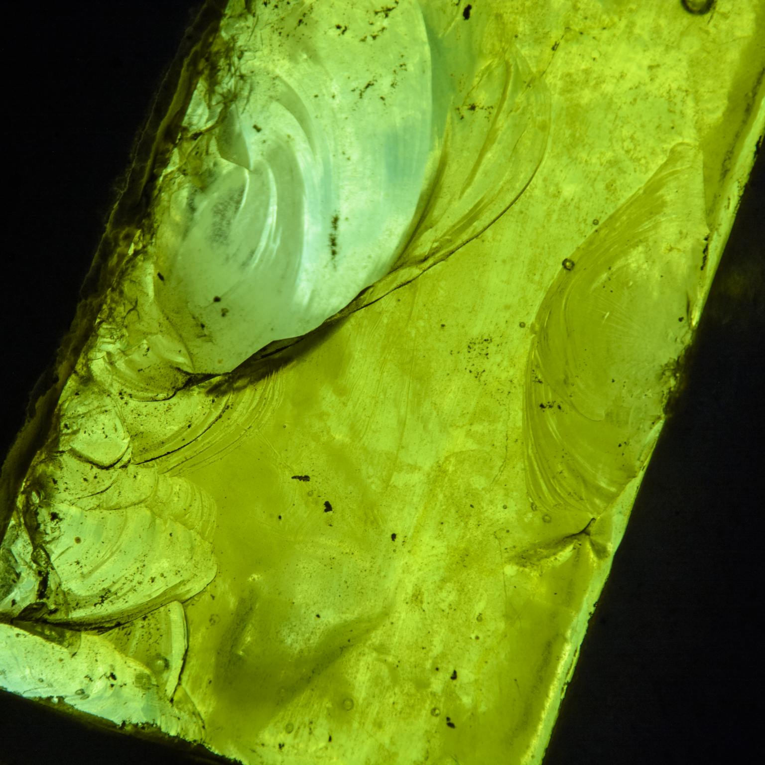 Macro Detail of Green Faceted Glass Slab (Dalle de Verre) at the Servants of the Paraclete Church, Jemez Springs
