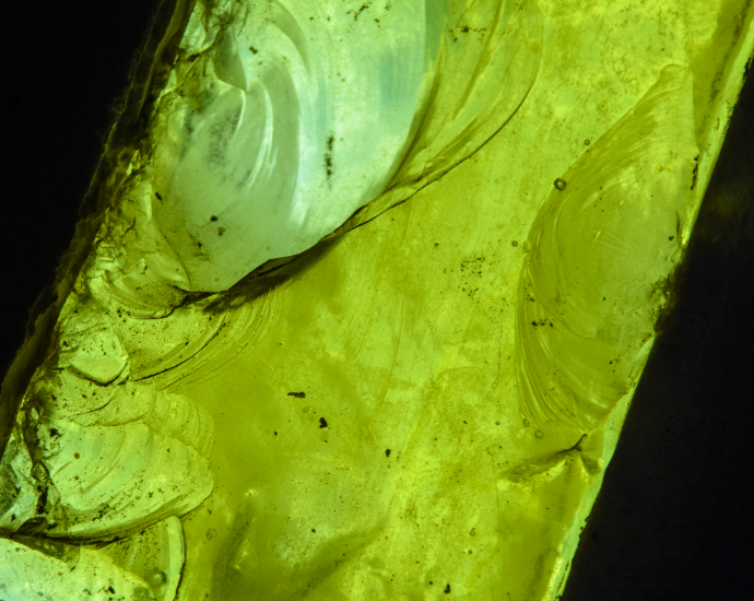 Macro Detail of Green Faceted Glass Slab (Dalle de Verre) at the Servants of the Paraclete Church, Jemez Springs
